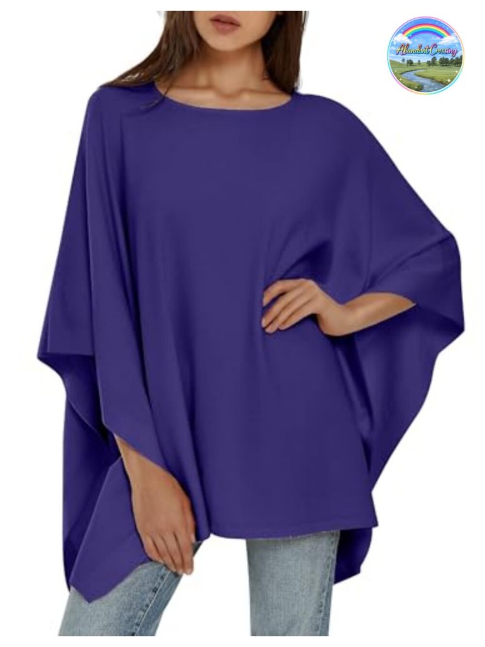 Womens Pullover Poncho Sweater Knit Layering Top Travel One Size
